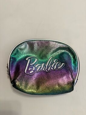 Barbie Holographic Iridescent Cosmetic Bag in Green Purple Gold